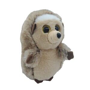 Plush Hedgehog Ida By TyVelve  6" Tall Glitter Eyes Stuffed Wildlife Animal Brwn